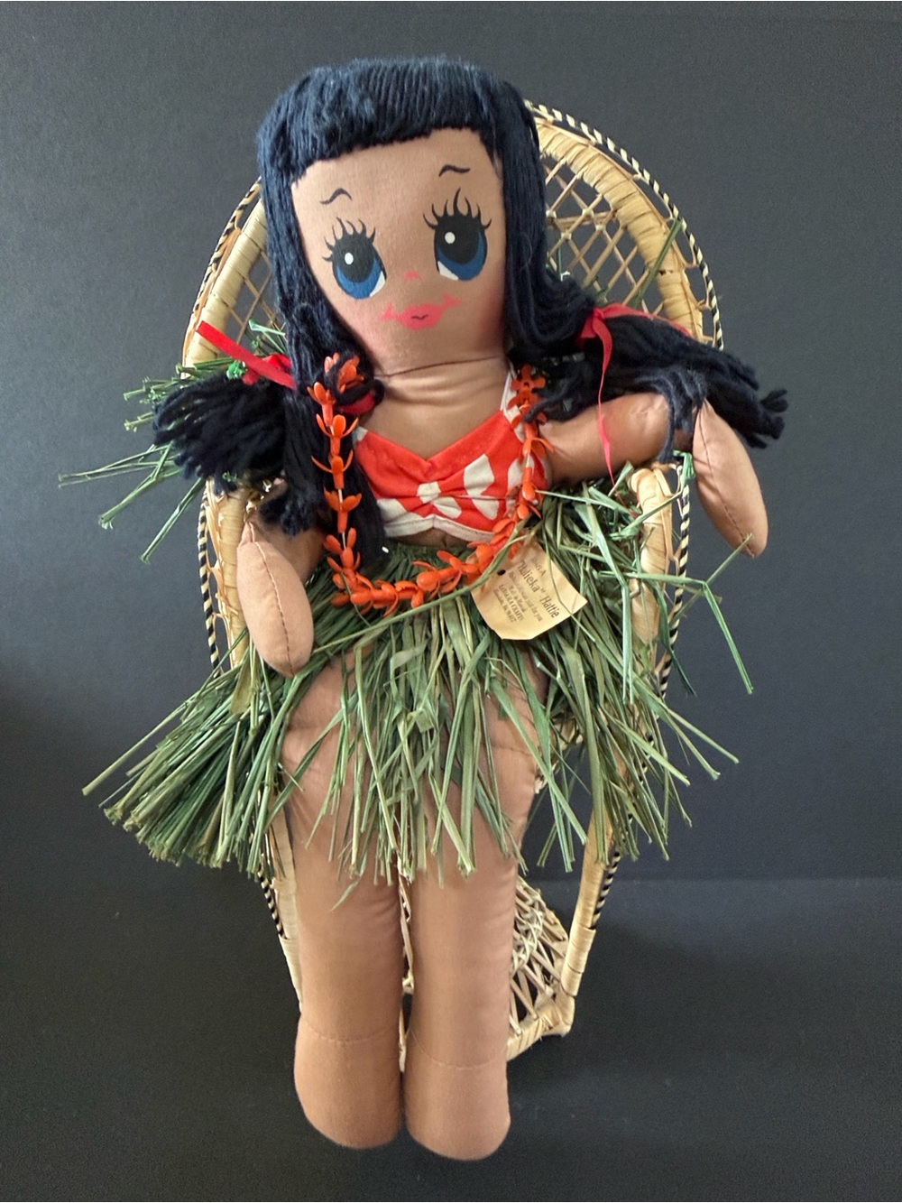 Vintage Hula Girl Rag Doll in Grass Skirt